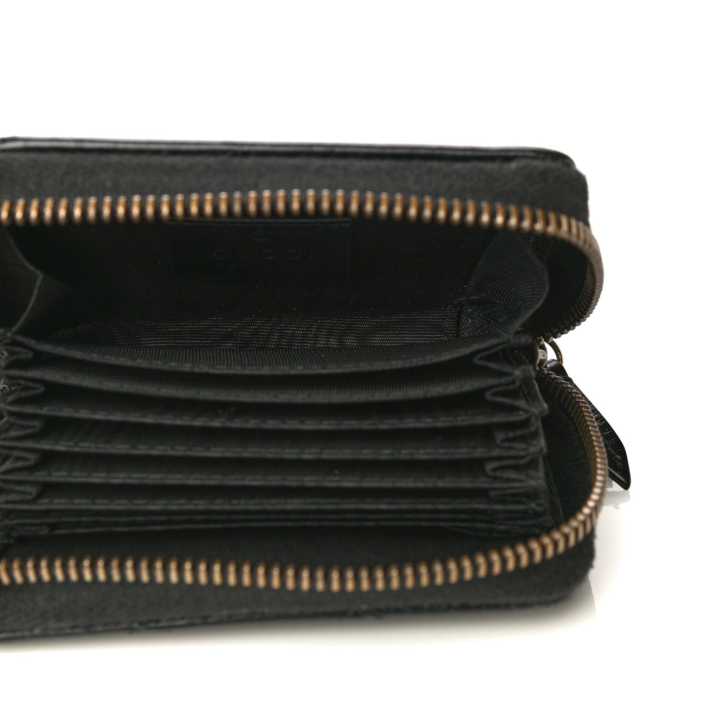 Calfskin Matelasse GG Marmont Zip Around Card Case Black
