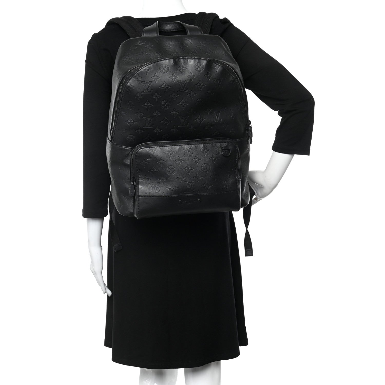 Louis Vuitton Calfskin Monogram Shadow Racer Backpack Black 2 of 9