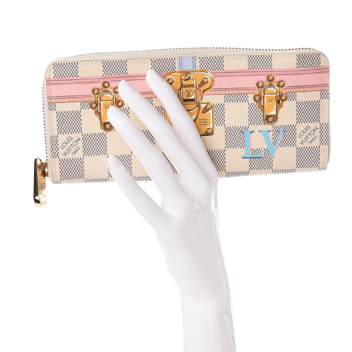 Louis Vuitton Damier Azur Summer Trunks Clemence Wallet 2 of 8