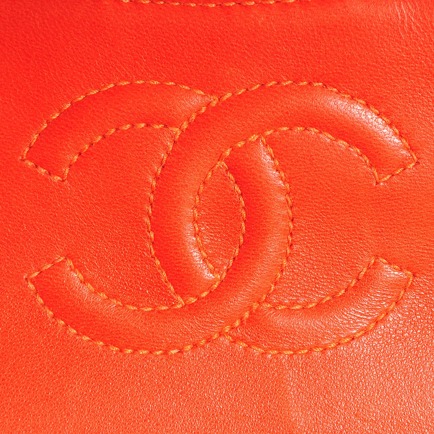 Lambskin Tortoise Chain Mini Square Flap Orange