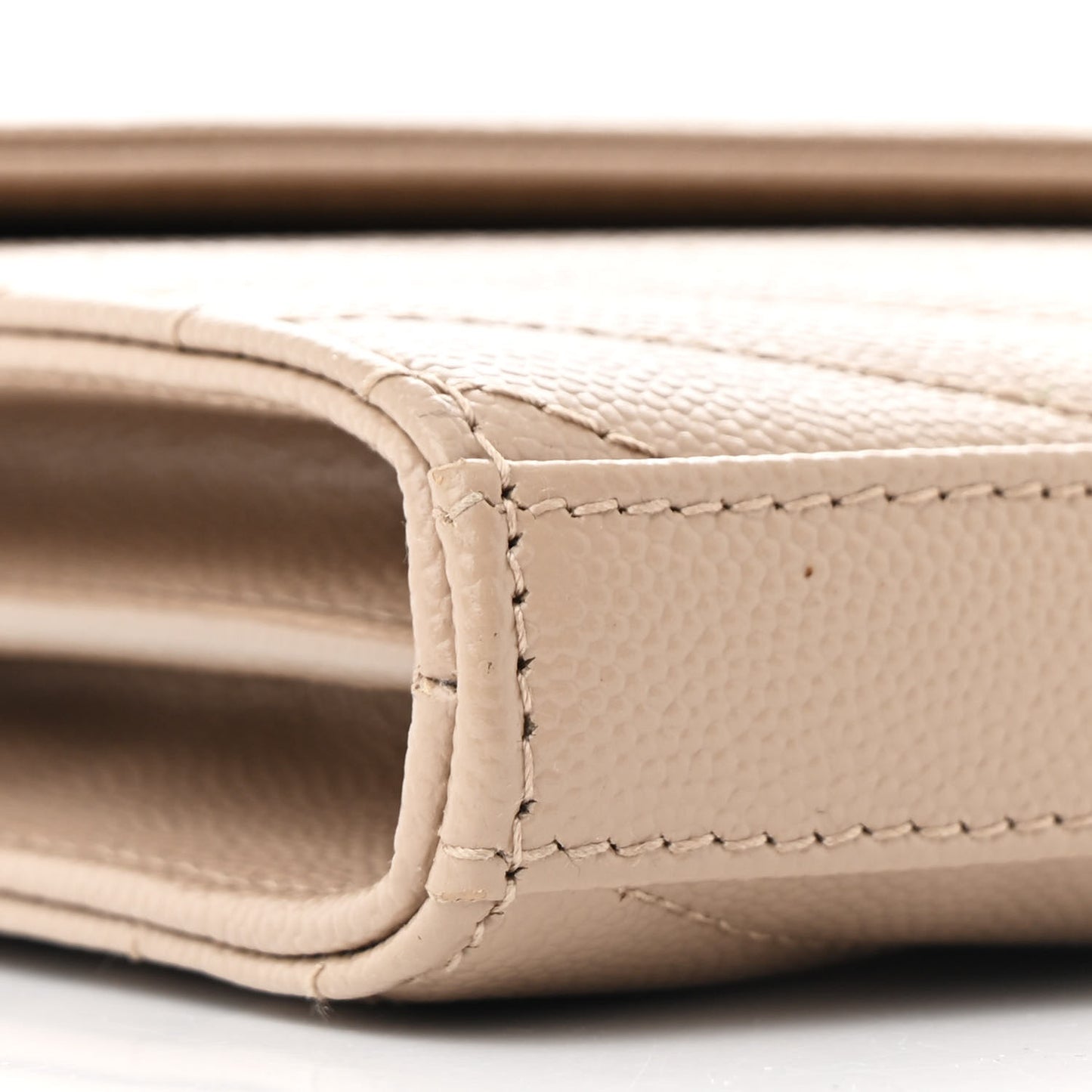 Grain De Poudre Matelasse Chevron Monogram Chain Wallet Dark Beige