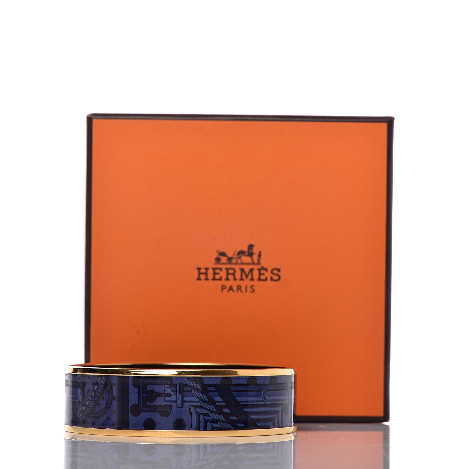 Hermes Enamel Printed Wide Clic Clac A Pois Bracelet 65 Indigo 6 of 6