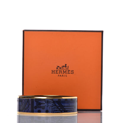 Hermes Enamel Printed Wide Clic Clac A Pois Bracelet 65 Indigo 6 of 6