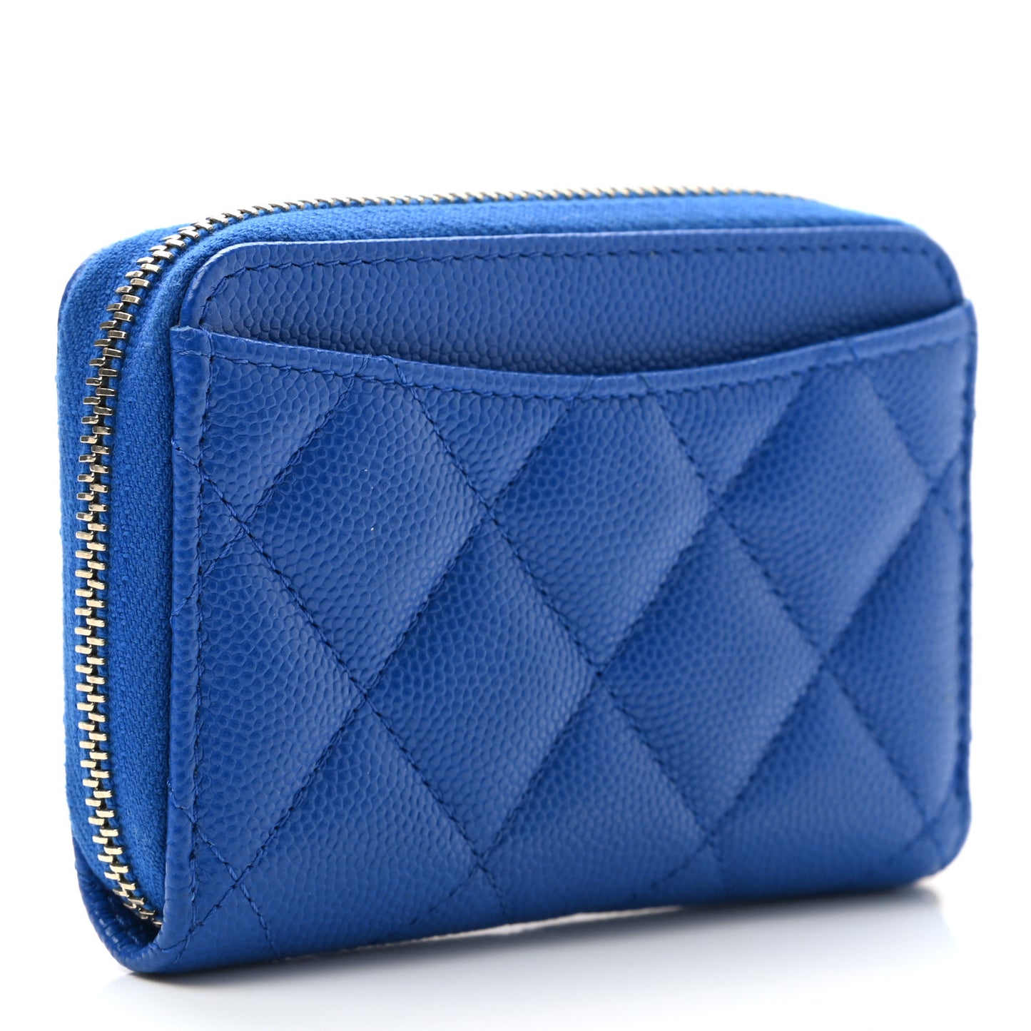 Caviar Quilted Zip Coin Purse Dark Blue