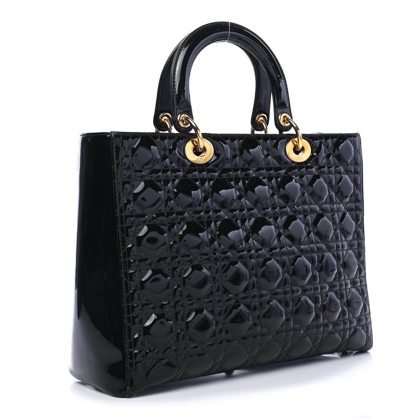 Patent Cannage Large Lady Dior Black