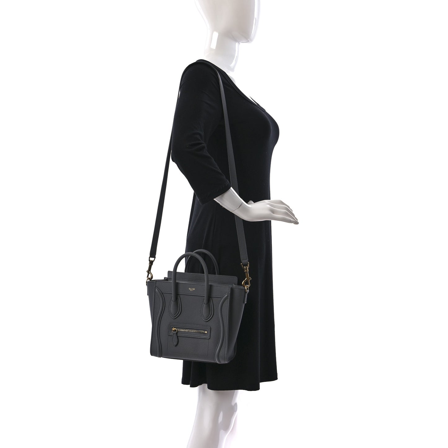 Drummed Calfskin Nano Luggage Kohl
