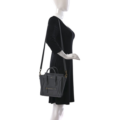Celine Drummed Calfskin Nano Luggage Kohl 2 of 15