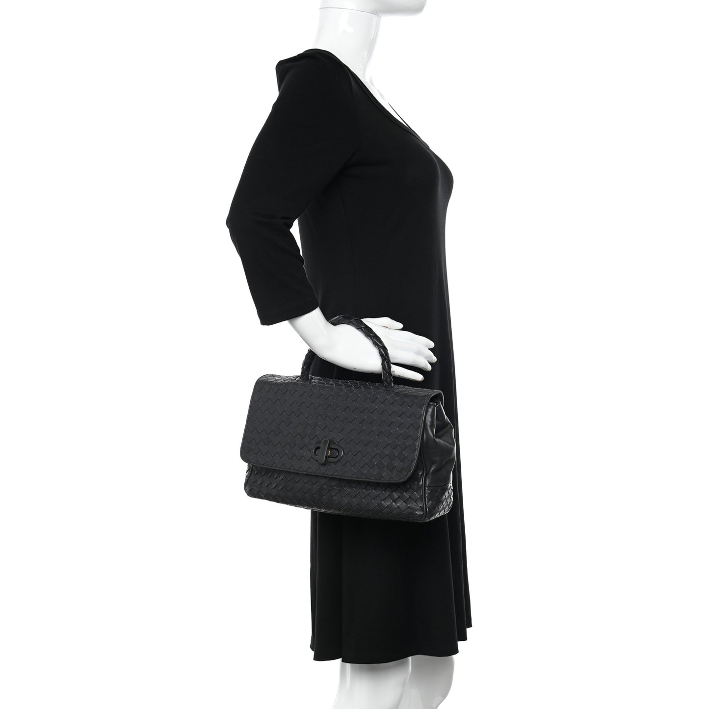 Nappa Intrecciato Top Handle Bag Black