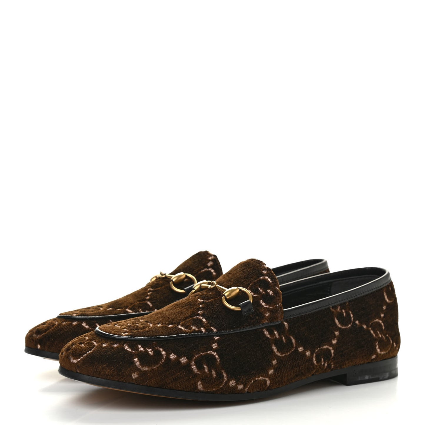 Velvet GG Monogram Horsebit Womens Jordaan Loafers 36.5 Brown Black