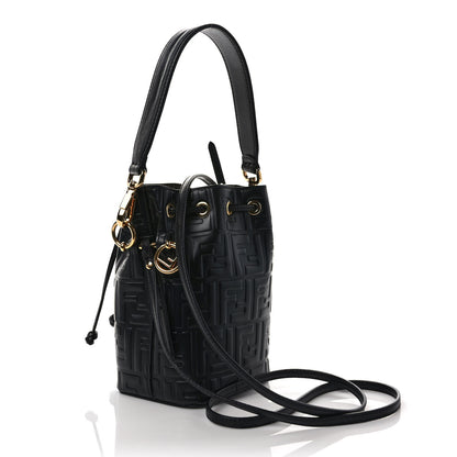 Fendi Vitello Liberty F is Fendi FF 1974 Embossed Mini Mon Tresor Bucket Bag Black 3 of 9