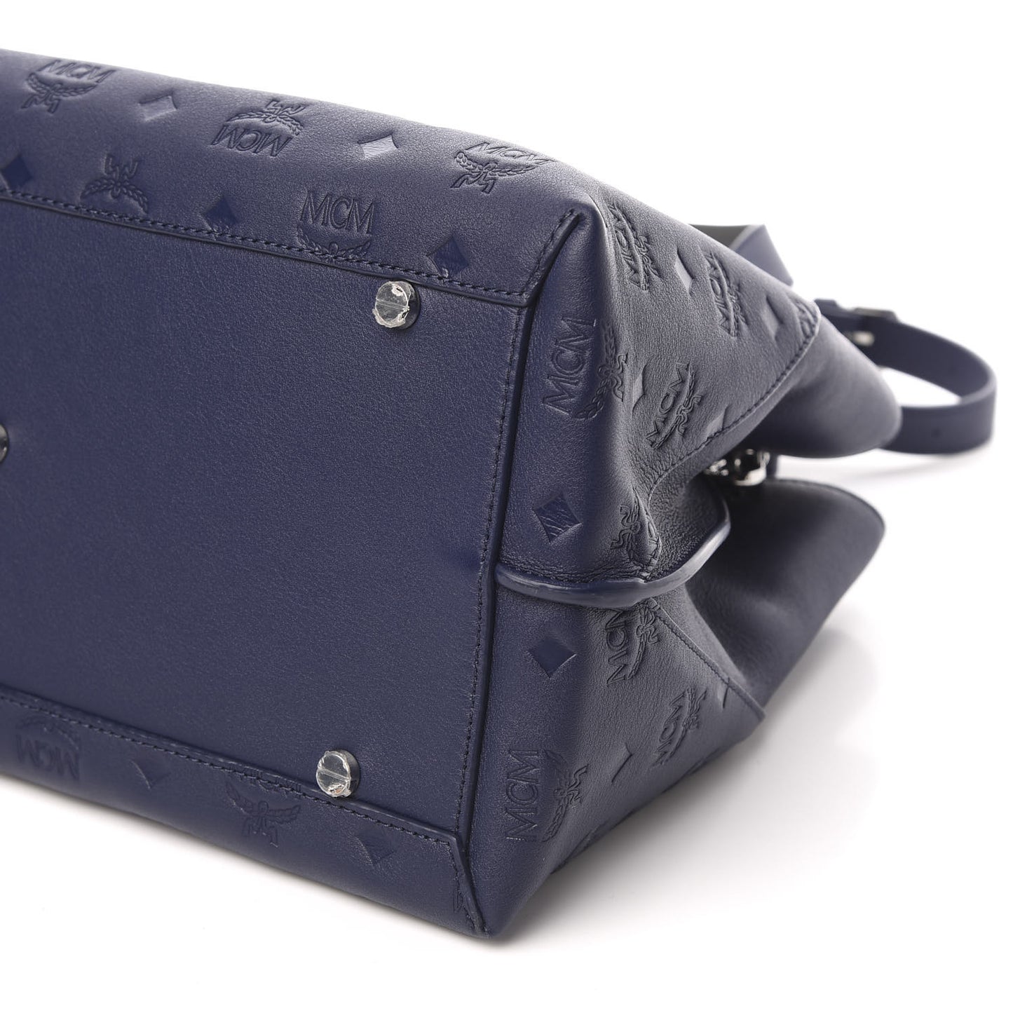 Calfskin Ottomar Monogram Large Essential Tote Navy Blue