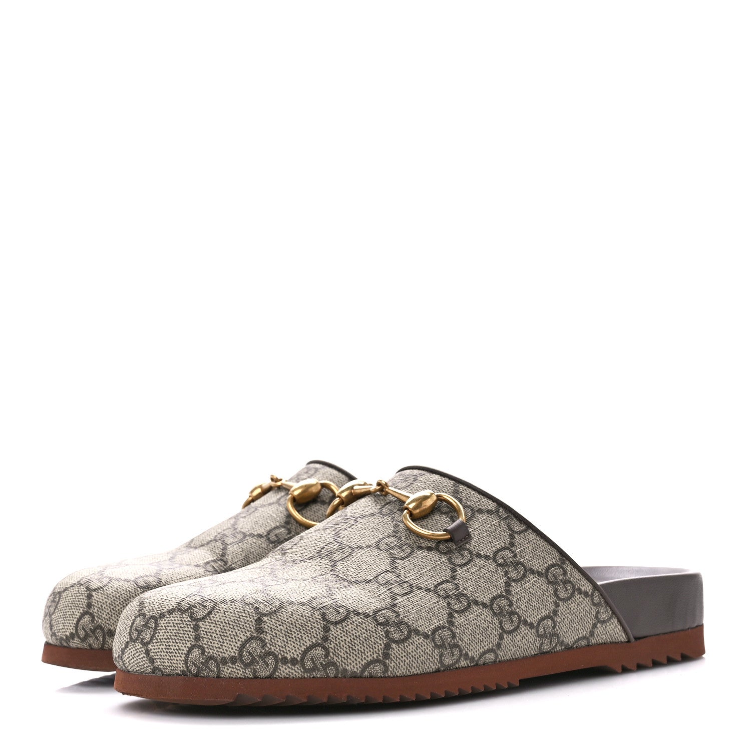 Gucci GG Supreme Monogram Miro Soft Calfskin Womens Horsebit Slippers 37.5 Beige Ebony New Acero 3 of 11
