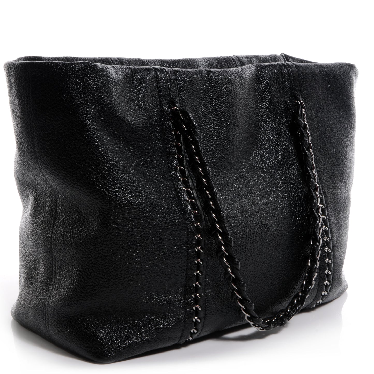 Metallic Deerskin Luxe Ligne Tote Black