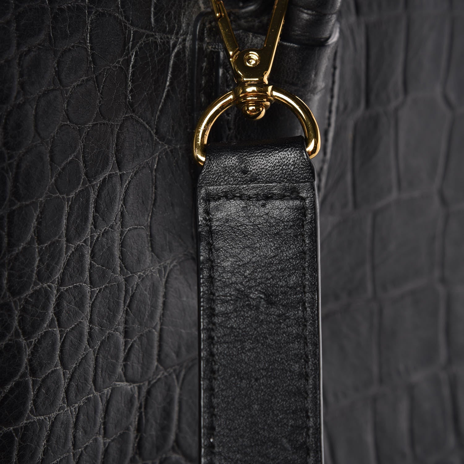 MCM Calfskin Crocodile Embossed Medium Milla Tote Black 12 of 12