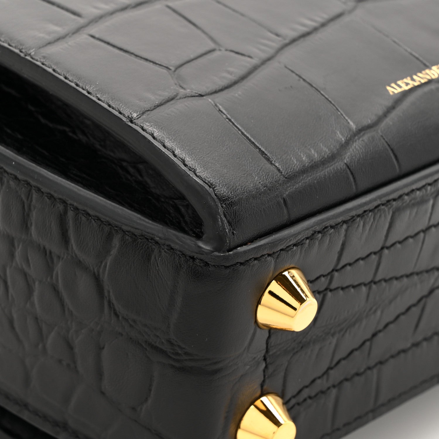 Alexander McQueen Calfskin Crocodile Embossed Box Shoulder Bag 19 Black 10 of 10