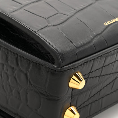 Alexander McQueen Calfskin Crocodile Embossed Box Shoulder Bag 19 Black 10 of 10