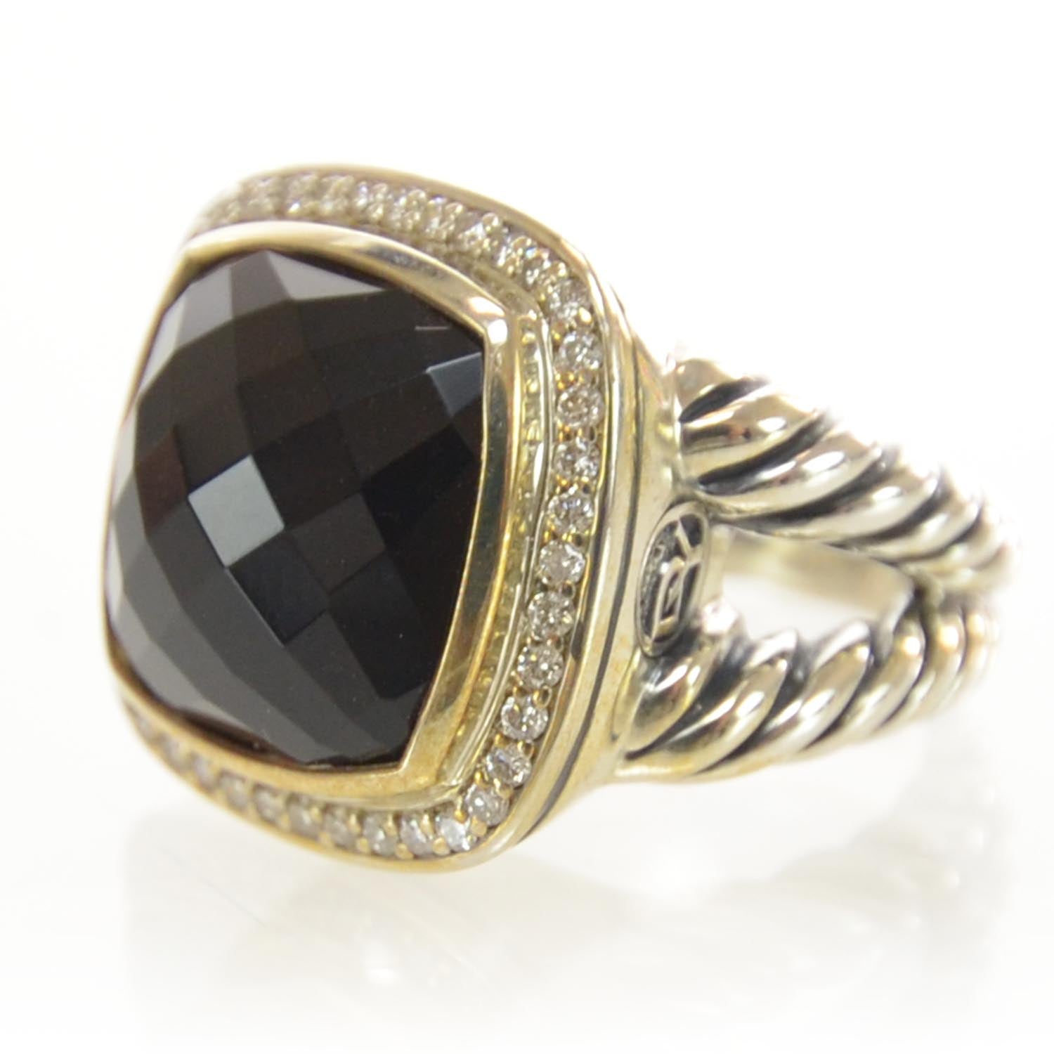 David Yurman Sterling Silver Diamond Black Onyx 14mm Albion Ring 54 7 3 of 6