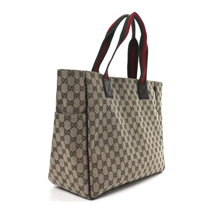 Gucci GG Monogram Medium Web Handle Double Pocket Tote Brown 3 of 10