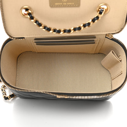 Chanel Lambskin Quilted Pearl Crush Small Vanity Case With Chain Black 5 of 9