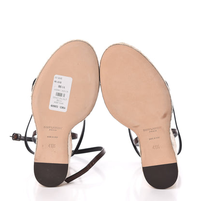 Saint Laurent Calfskin Cassandra Espadrille 105 Wedges 41.5 Chocolate 5 of 12