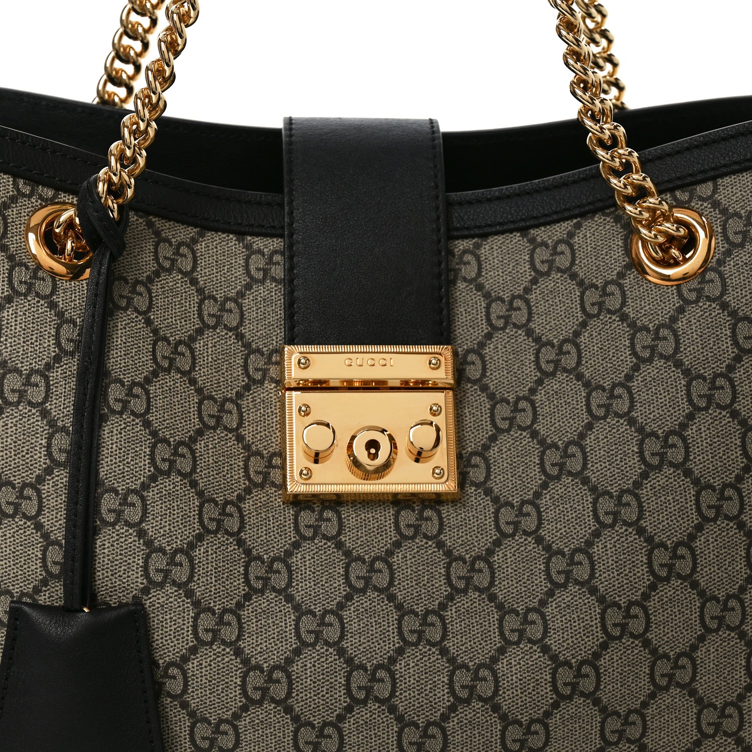 Gucci GG Supreme Monogram Medium Padlock Tote Black 8 of 10