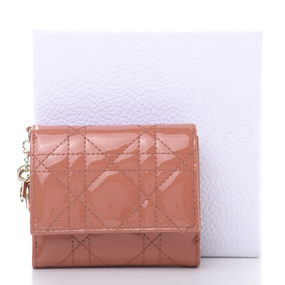 Christian Dior Patent Cannage Lady Dior Lotus Wallet Dark Coral 11 of 11