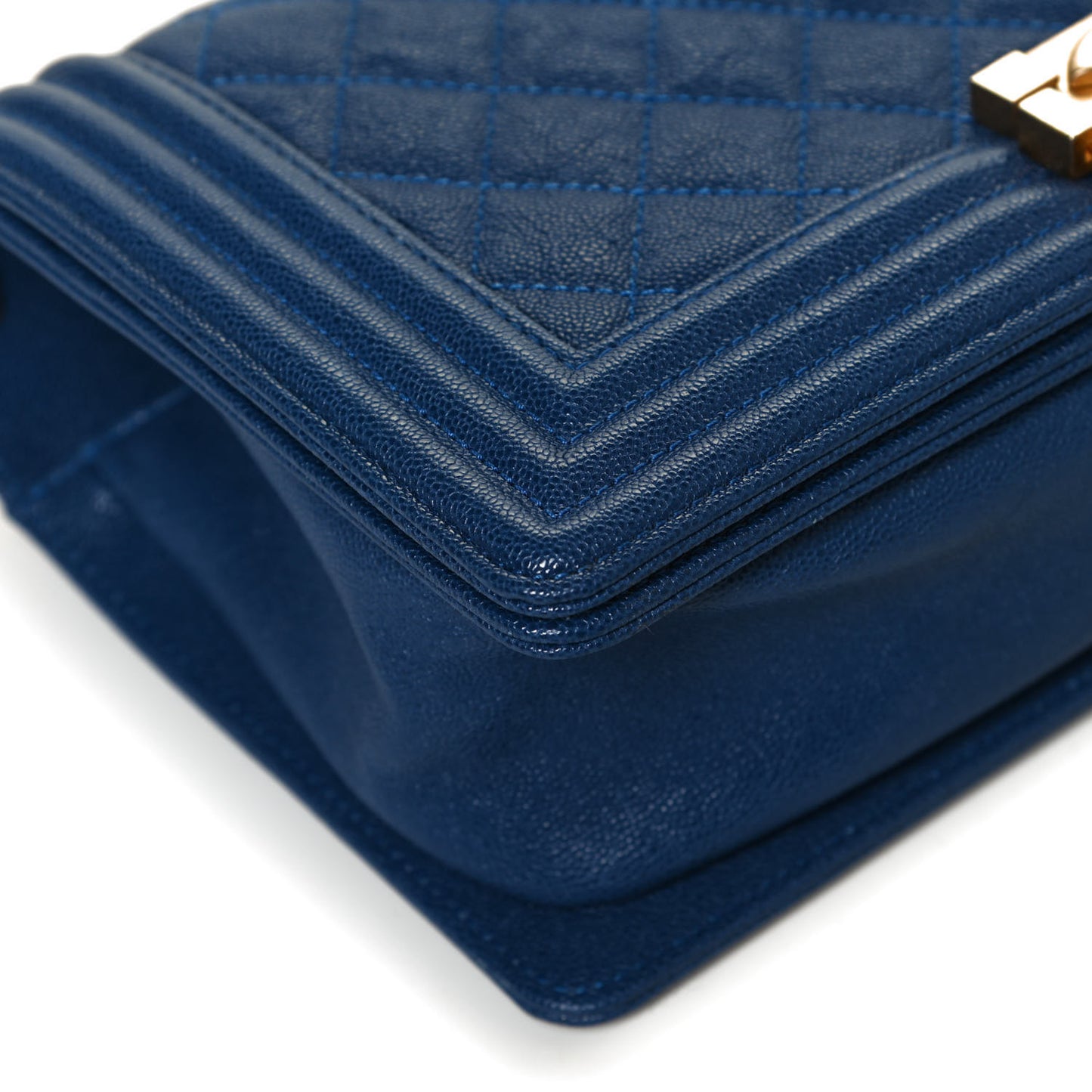 Caviar Quilted Medium Boy Flap Blue