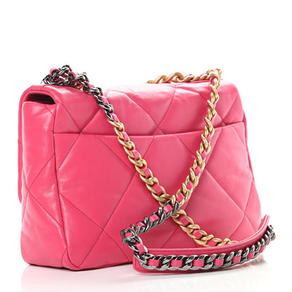 Chanel Goatskin Quilted Large Chanel 19 Flap Dark Pink 3 of 11