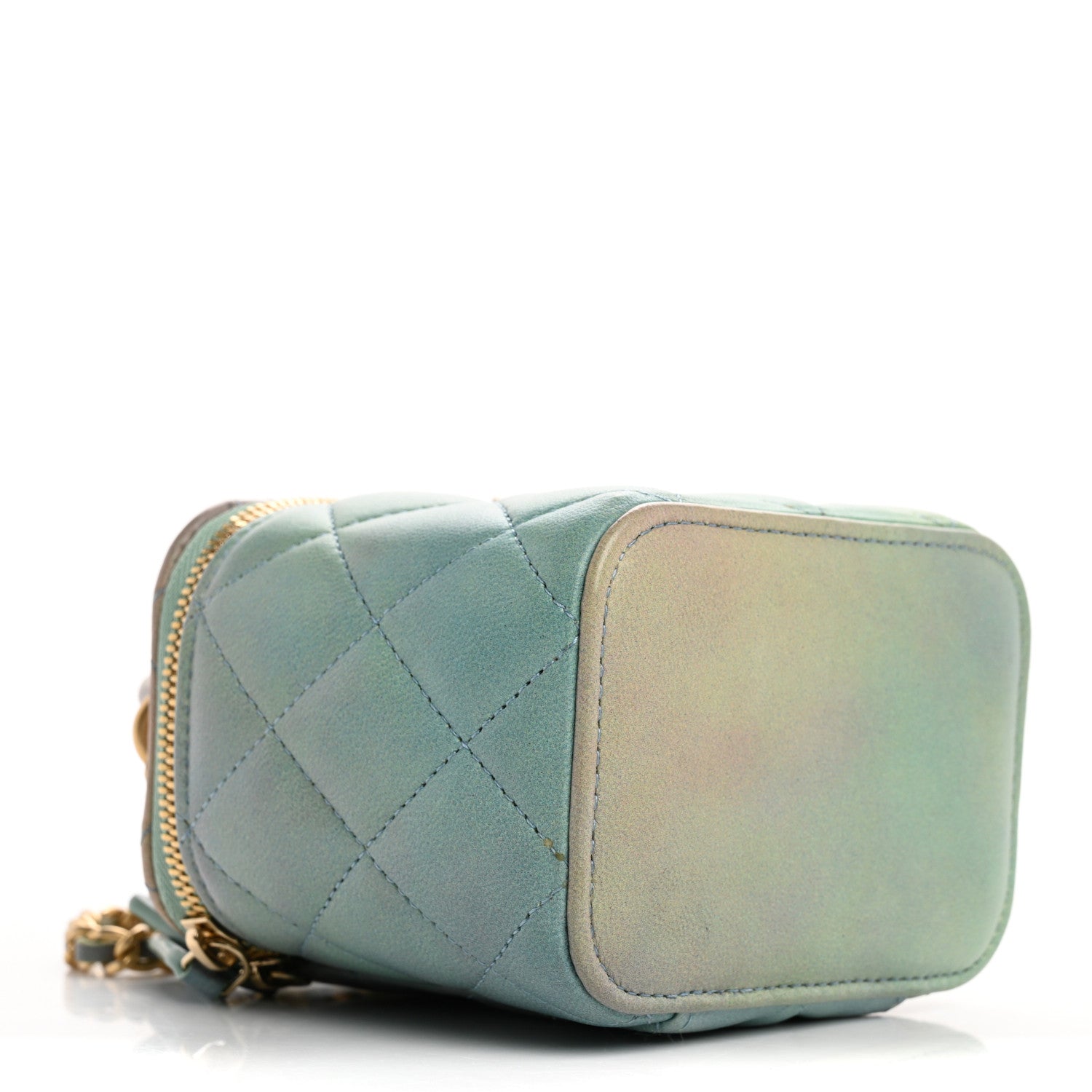 Chanel Lambskin Quilted Ombre Top Handle Mini Vanity Case With Chain Blue Green 4 of 14