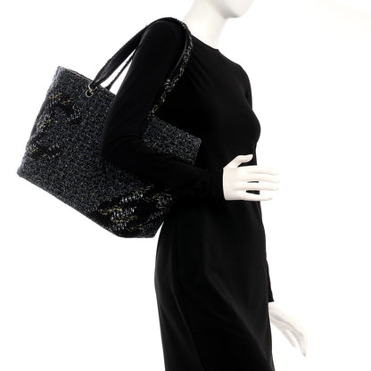 Chanel Tweed Quilted Large Cambon Tote Blue 2 of 9