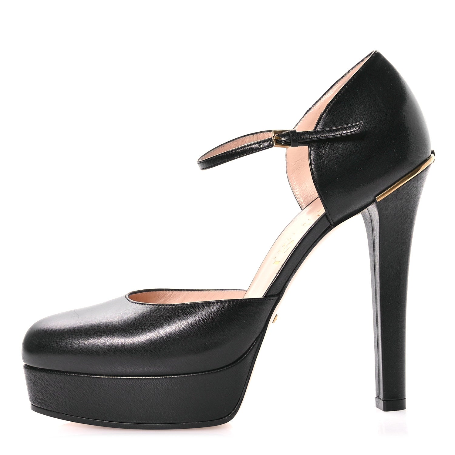 Gucci Malaga Kid Interlocking G Ankle Strap Platform Pumps 40 Black 1 of 9