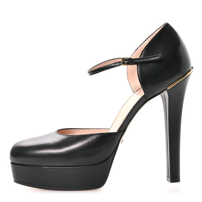 Gucci Malaga Kid Interlocking G Ankle Strap Platform Pumps 40 Black 1 of 9