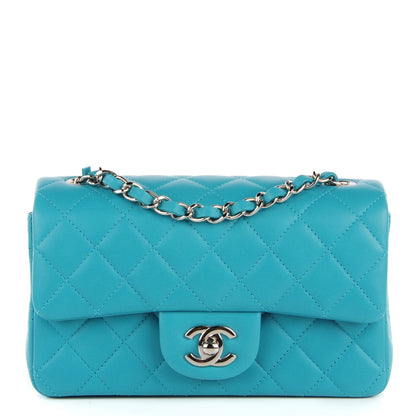 Chanel Lambskin Quilted Mini Rectangular Flap Turquoise 1 of 8