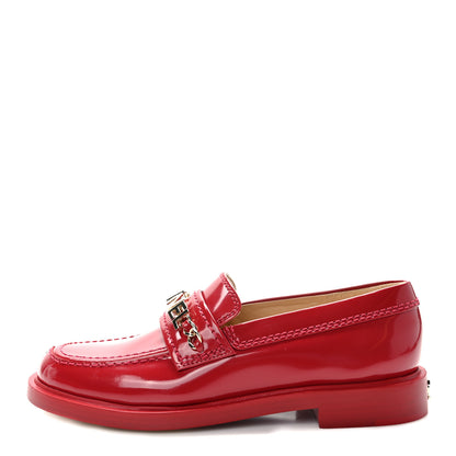 Chanel Shiny Calfskin Logo Loafers 35.5 Red 1 of 10