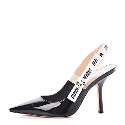 Christian Dior Patent Ribbon J'Adior Slingback 65mm Pumps 39.5 Black 1 of 8