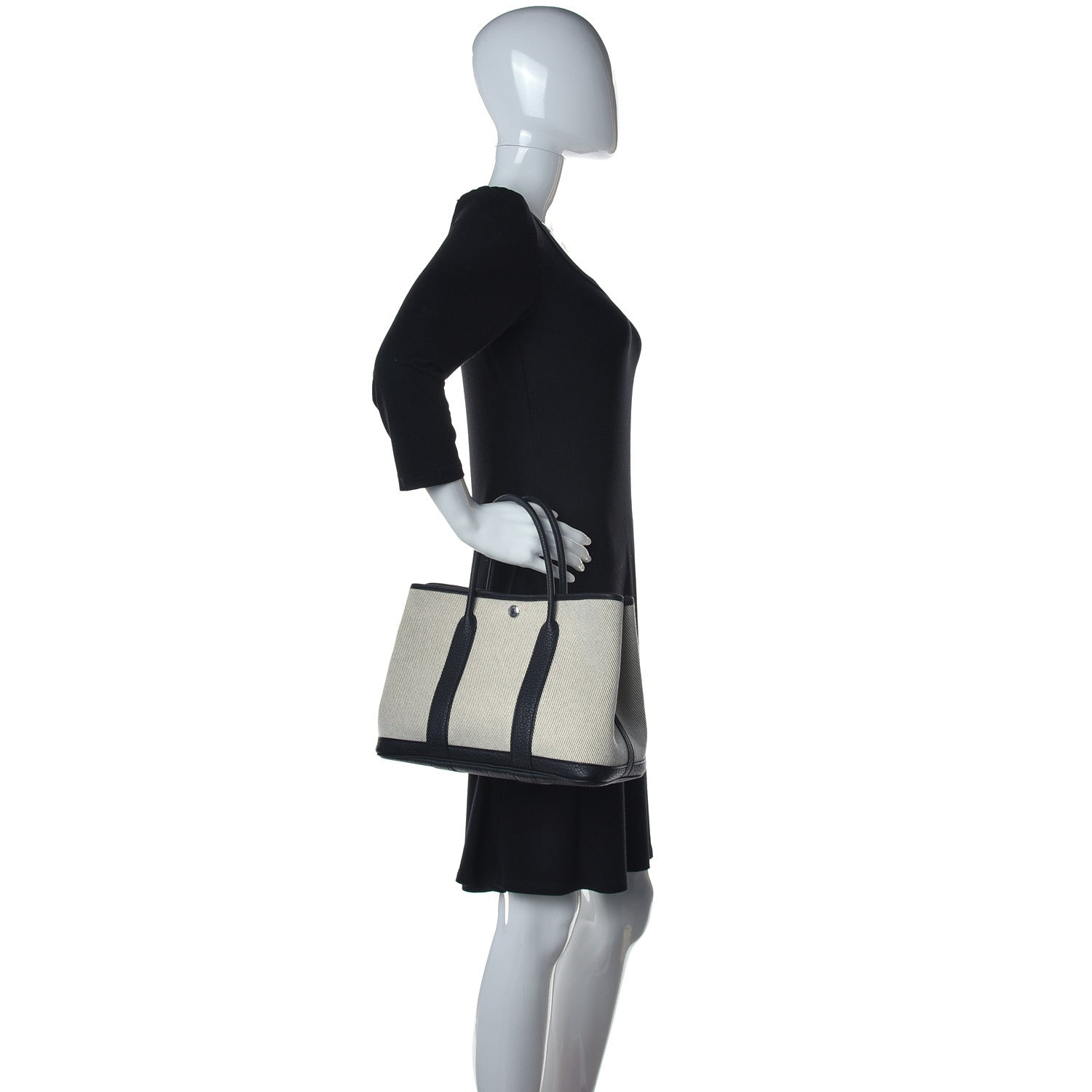 Hermes Twill H Negonda Garden Party 30 TPM Tote Ecru Black 3 of 10