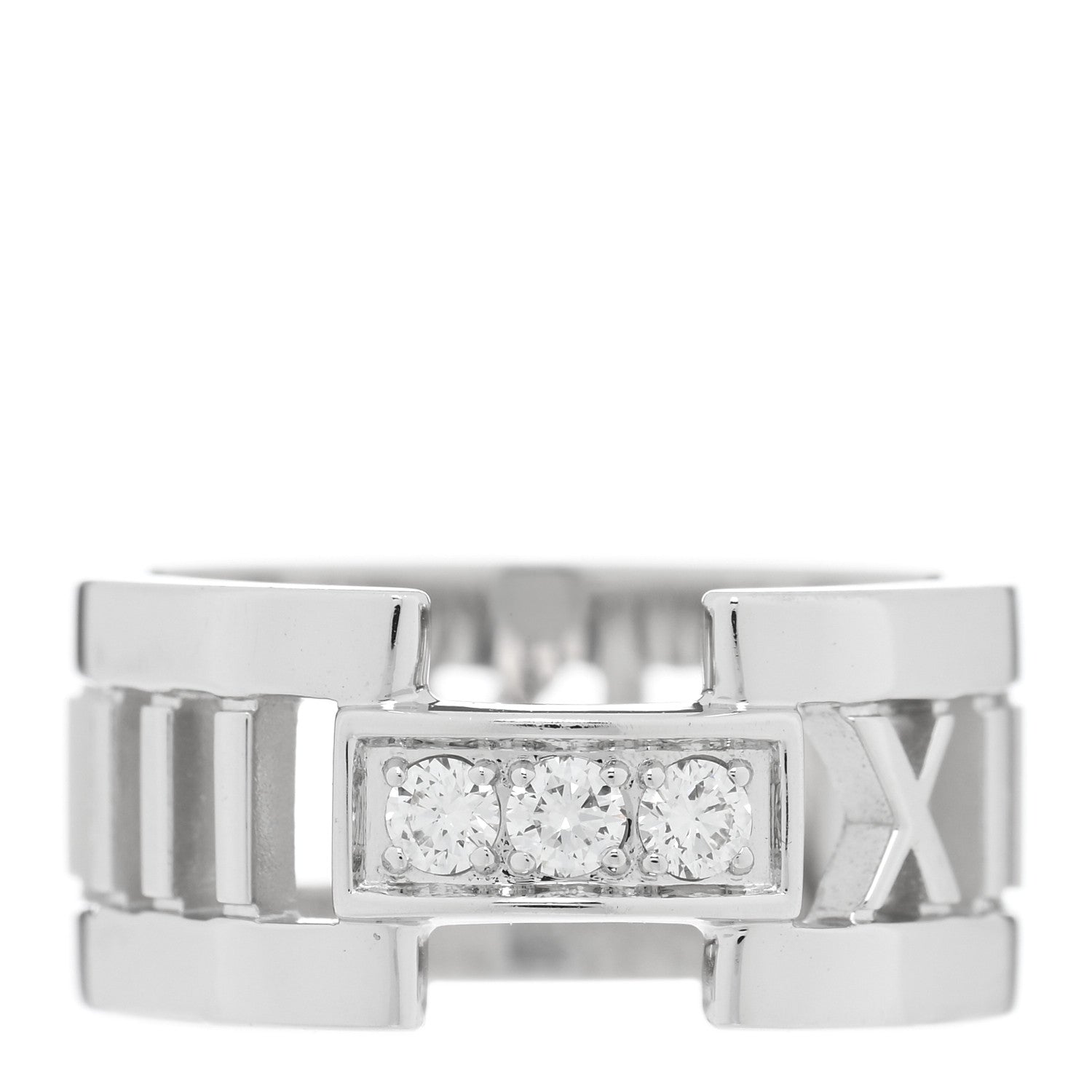 Tiffany 18K White Gold Diamond Open Atlas Ring 50 5.25 1 of 4