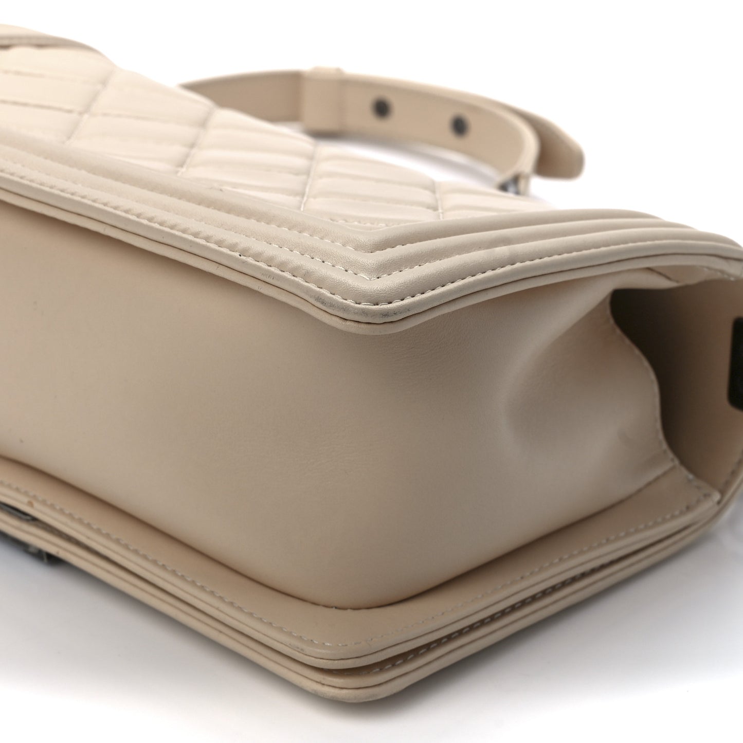 Calfskin Quilted Medium Boy Flap Beige