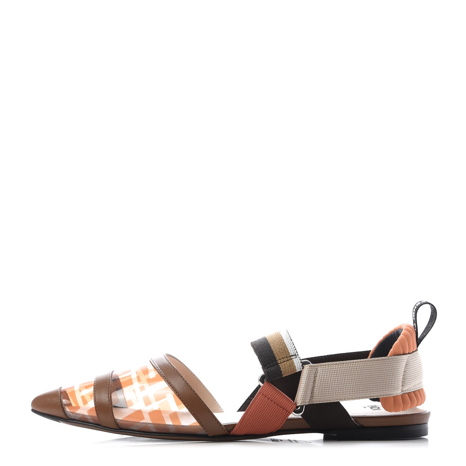 Fendi PVC Calfskin FF Colibri Slingback Ballerina Flats 37 Aranciata Cuoio 1 of 9
