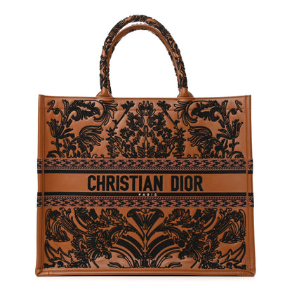 Christian Dior Calfskin Cornely-Effect Embroidery Large Book Tote Brown Black 1 of 10