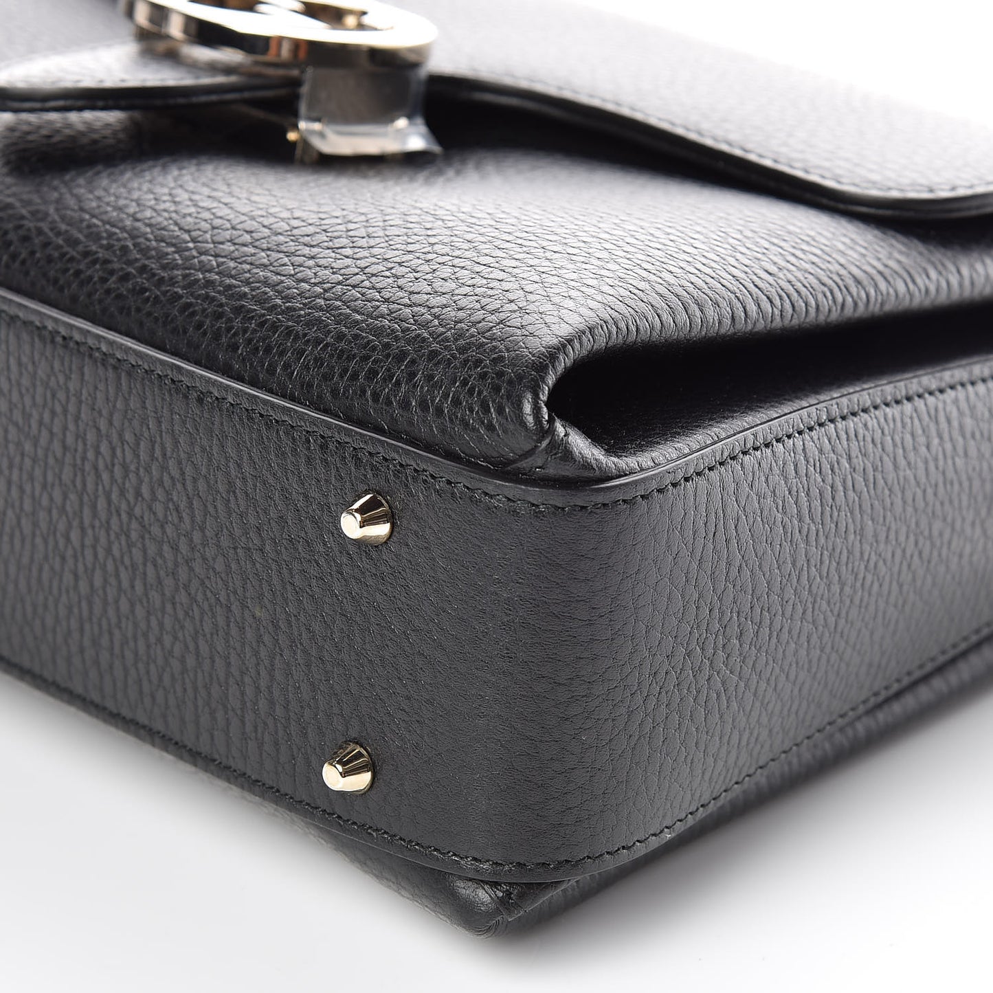 Dollar Calfskin Interlocking G Top Handle Shoulder Bag Black