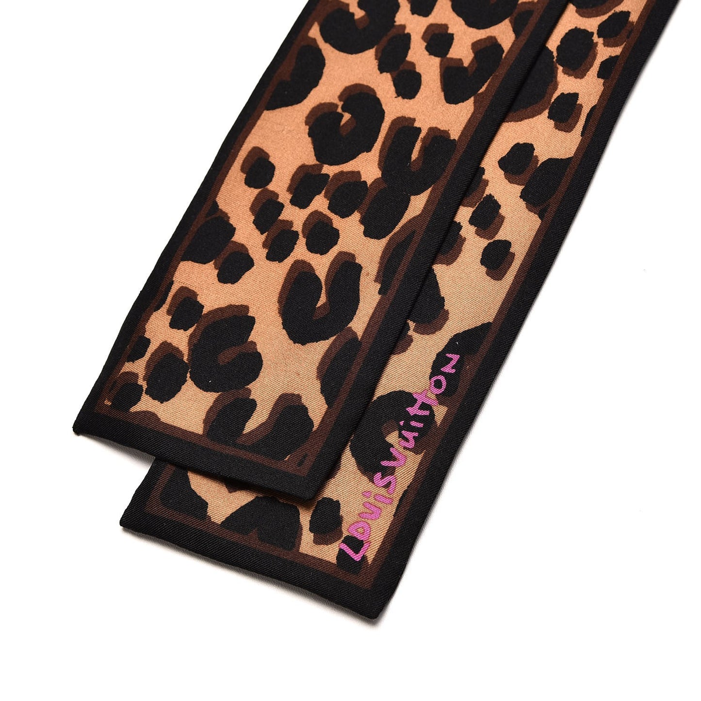 Silk Leopard Bandeau Scarf Marron