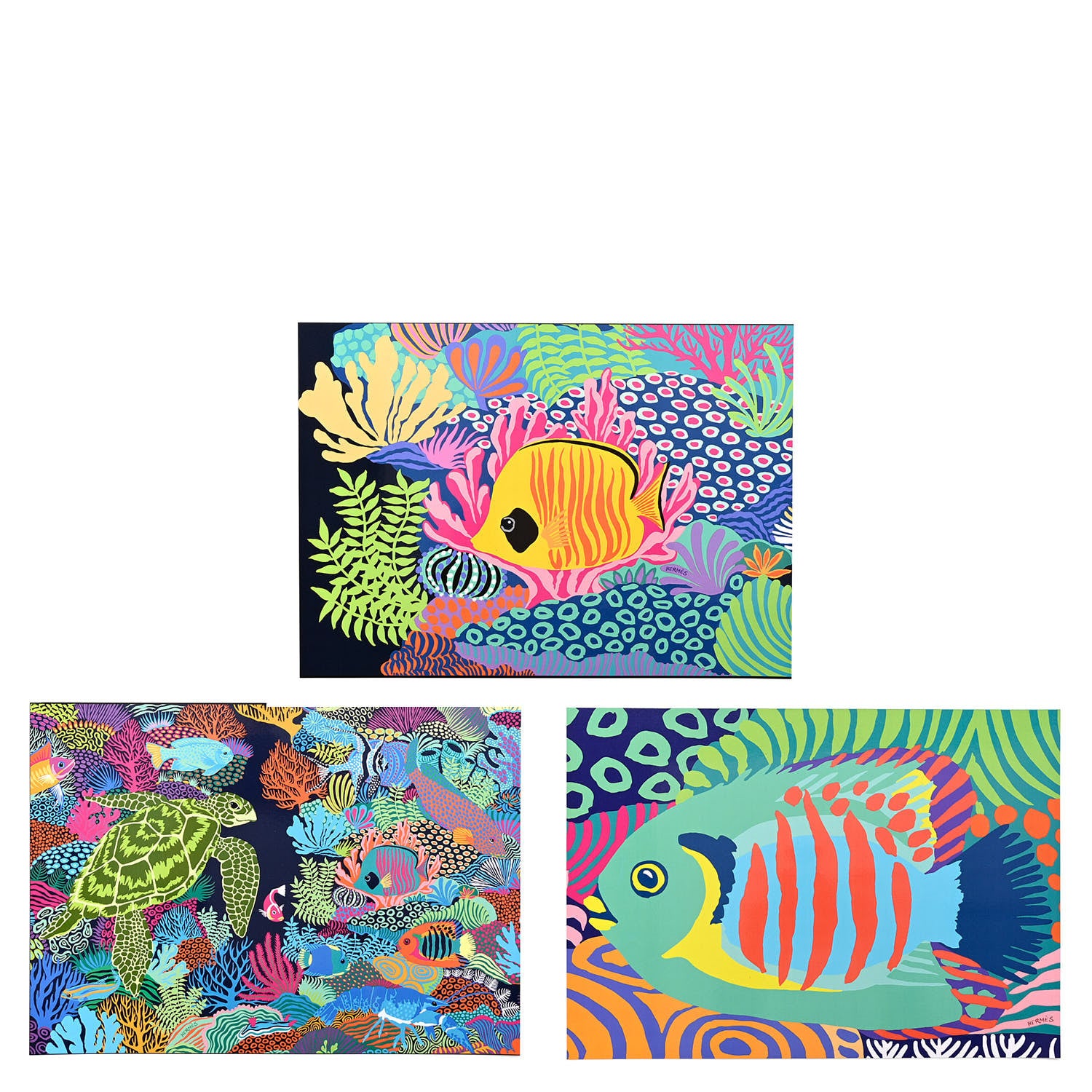 Hermes Wood Paper Printed Under the Waves Puzzles Set of 3 Multicolore 1 of 7