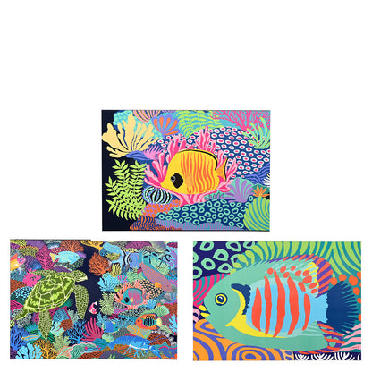 Hermes Wood Paper Printed Under the Waves Puzzles Set of 3 Multicolore 1 of 7