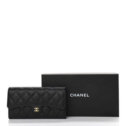 Chanel Caviar Quilted Large Gusset Flap Wallet Black 7 of 15