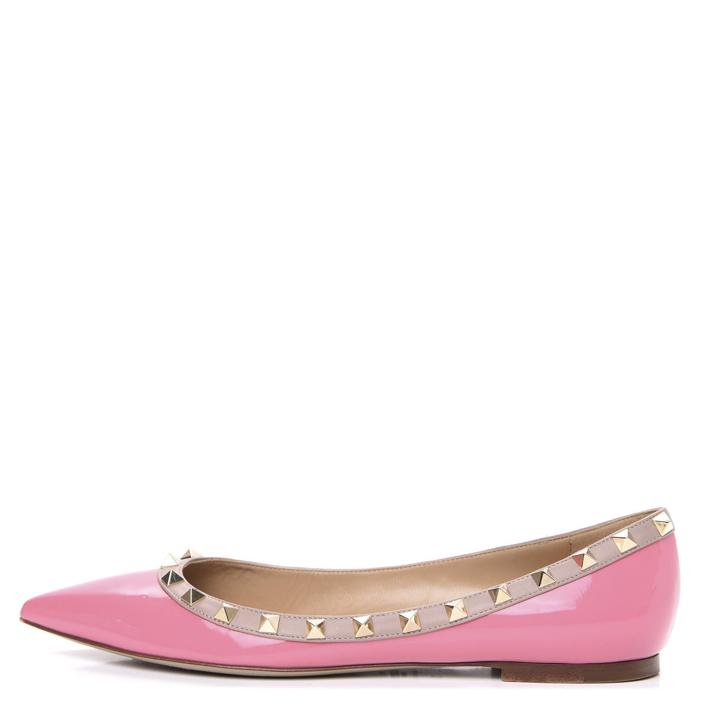 Patent Nappa Rockstud Ballerina Flats 39 Peony Poudre