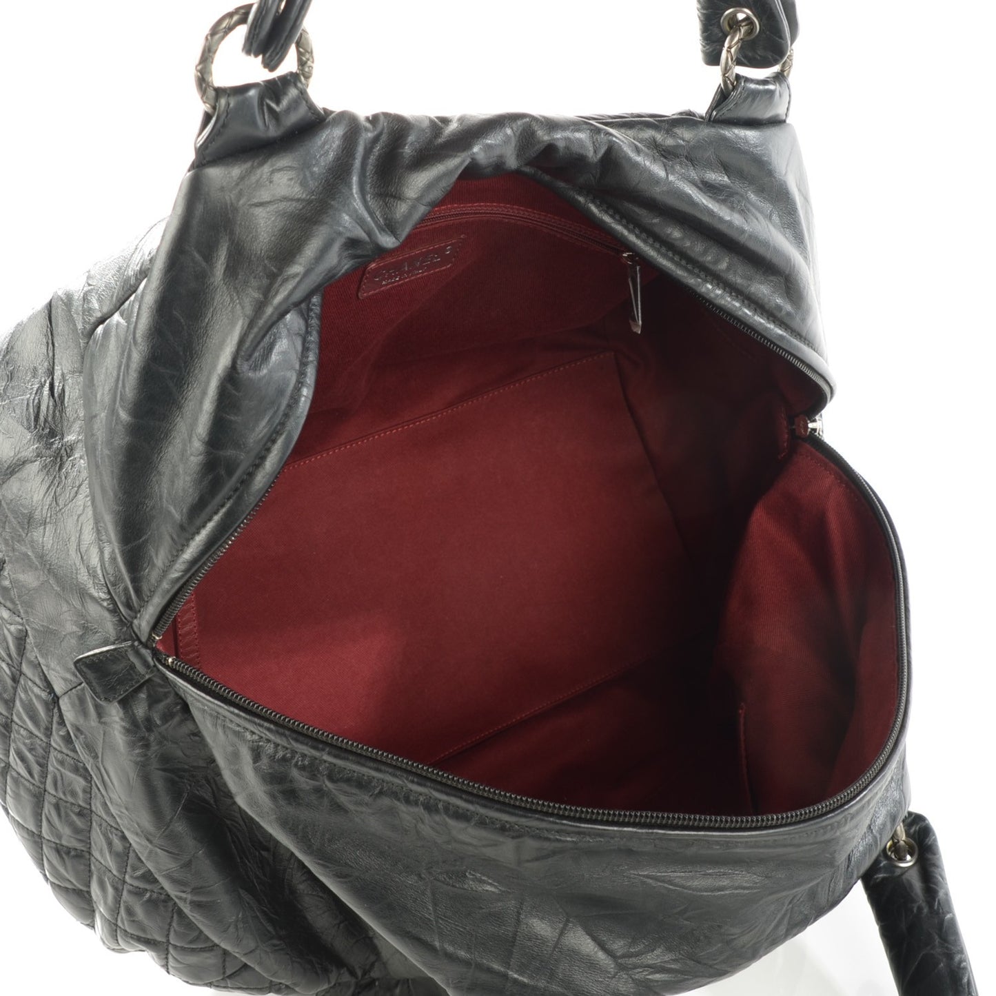 Aged Calfskin Coco Rider Bowling Bag Black