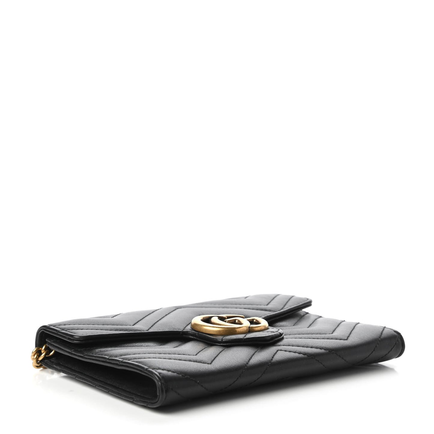 Calfskin Matelasse Mini GG Marmont Chain Wallet Black