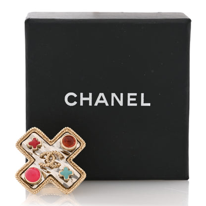 Chanel Gripoix Enamel XOXO CC Ring 52 6 Light Gold 5 of 5