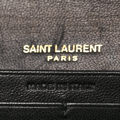 Saint Laurent Lambskin Quilted Monogram Large Gabbie Flap Wallet Black 10 of 14
